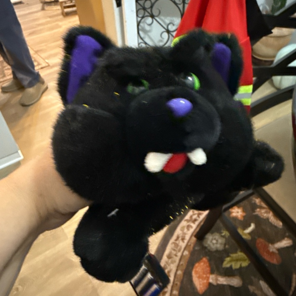 Dan Dee Vintage Plush SCAREDY CAT Black Blue Screeches & Growls Halloween Decor